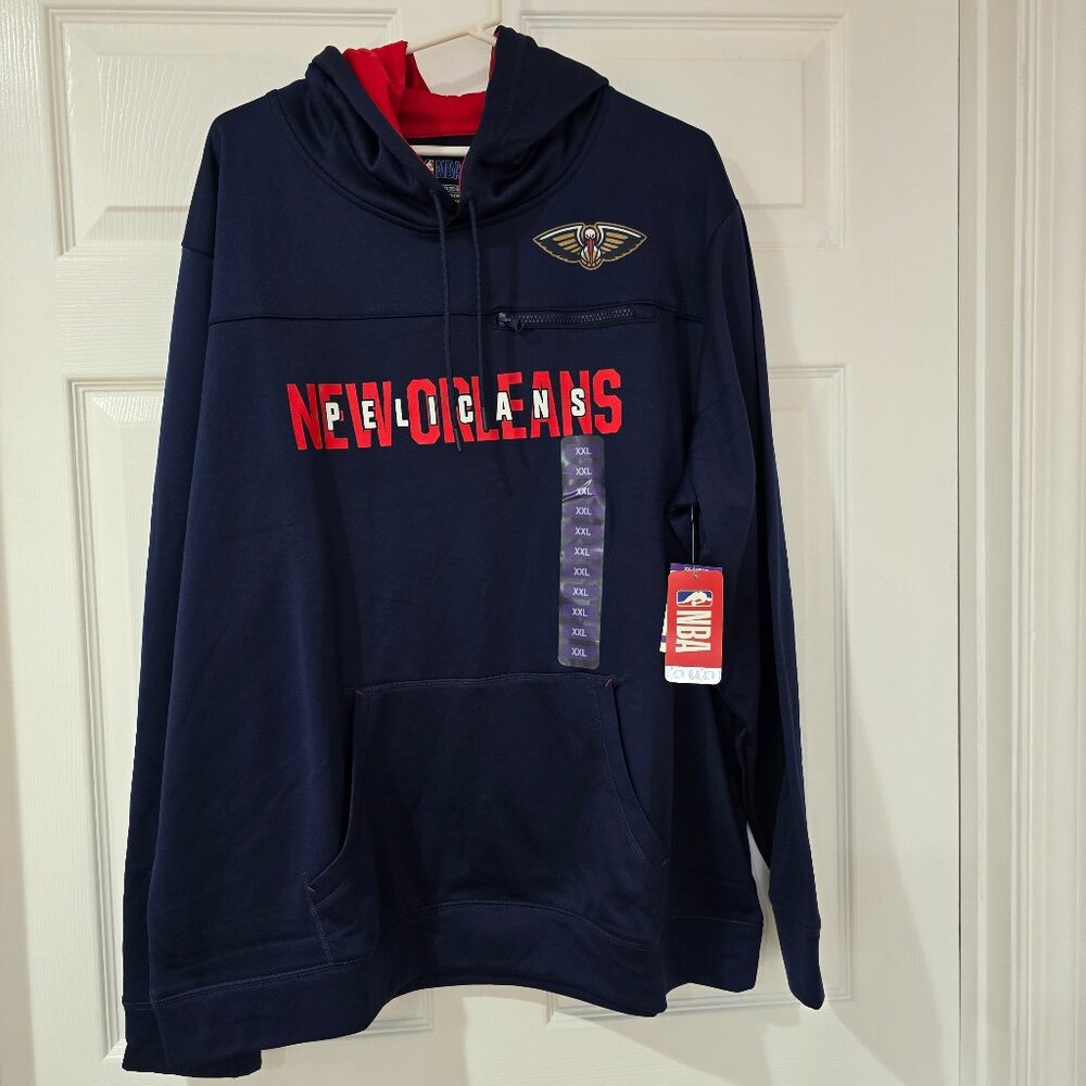 New Orleans Pelicans Men's NBA Pullover Hoodie Polyester Navy Pockets Sz 2XL NWT